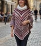 Nordic Queen Crochet Poncho, Cowl Neck V-Stitch Chevron Wrap