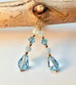 Faceted Aquamarine And Swarovski Crystal Earrings - Handmade In Devon