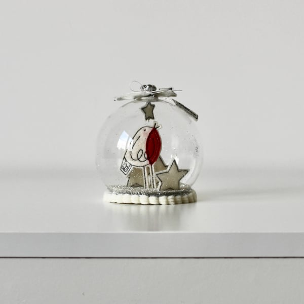 'Robin'- Glass Dome Decoration
