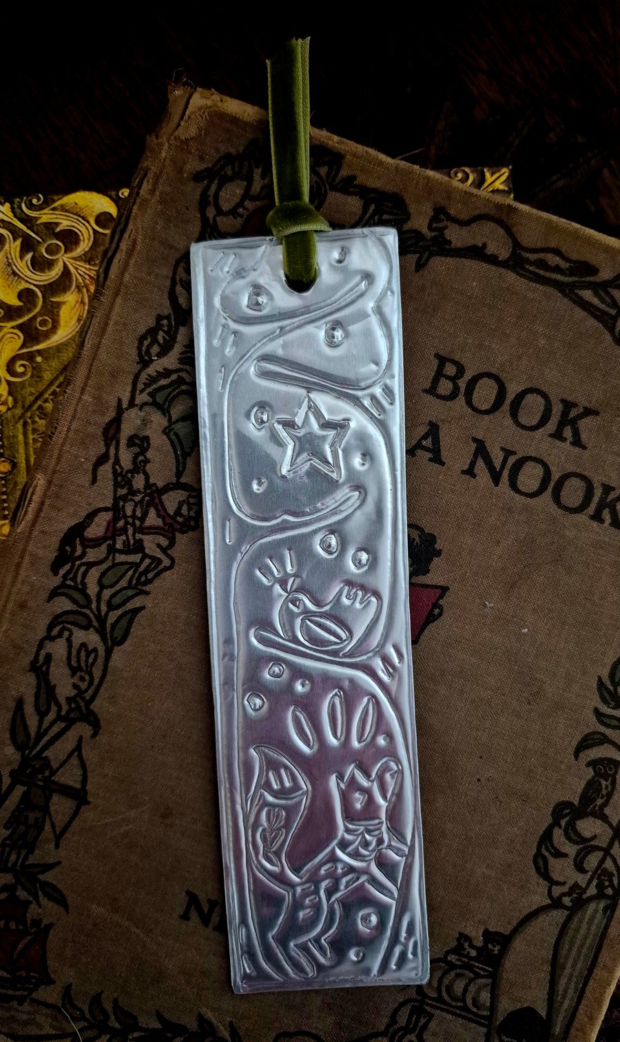 Unique embossed metal bookmark