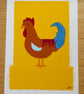 A4 ' Colourful Cockerel' Farm animal nursery print, Unframed