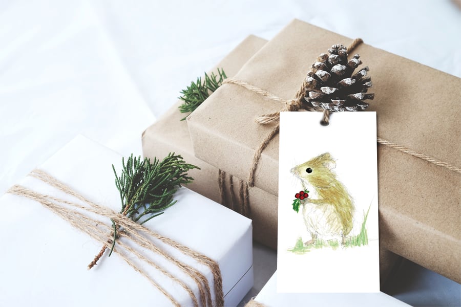 Christmas Gift tags, Wildlife gift tags, Robin gift tags, Mouse gift tags, cute 