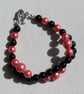 SALE Black Onyx & Coral Shell Pearl Gemstone Wave Bracelet- SALE PRICE - Image 6