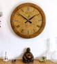 Designer made Wooden Wall Clock with a Burr Ash Dial and Inlaid Brown Oak Bezel - Image 1