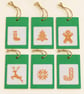 Six Large Handmade Cross-Stitch Christmas Gift Tags – Nordic-Style Designs - Image 3