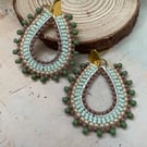 Teardrop beaded dangle earrings, hoop, teenage girl gift, mum, girlfriend, boho 