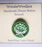 Snowdrop Dorset Button Brooch, White, Green, 3.3cm, Handmade  - Image 1