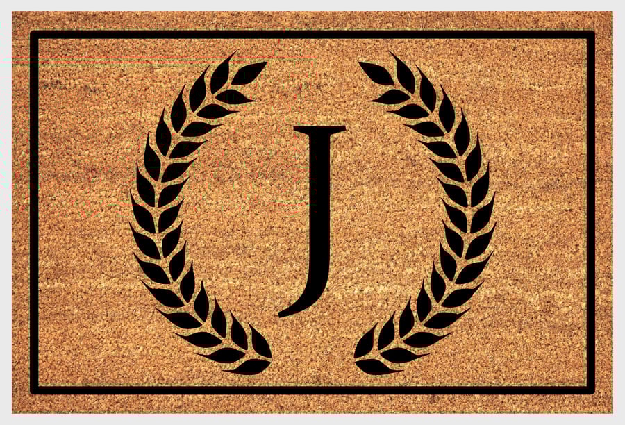 J Letter Door Mat - Monogram Letter J Welcome Mat - 3 Sizes