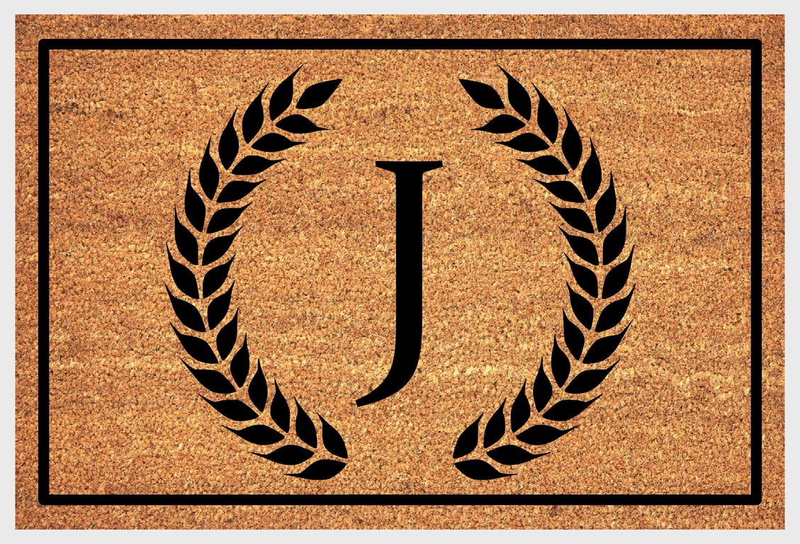 J Letter Door Mat - Monogram Letter J Welcome Mat - 3 Sizes