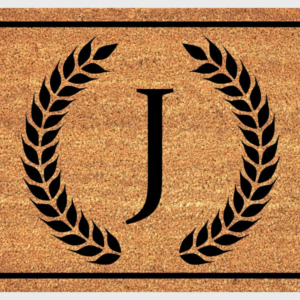 J Letter Door Mat - Monogram Letter J Welcome Mat - 3 Sizes