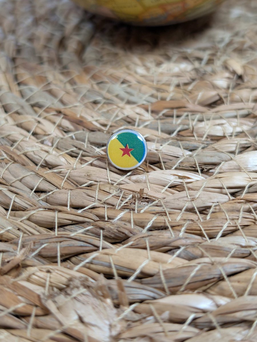 French Guiana Flag Map Pin – South America Travel Map Push Pin for Wooden Maps