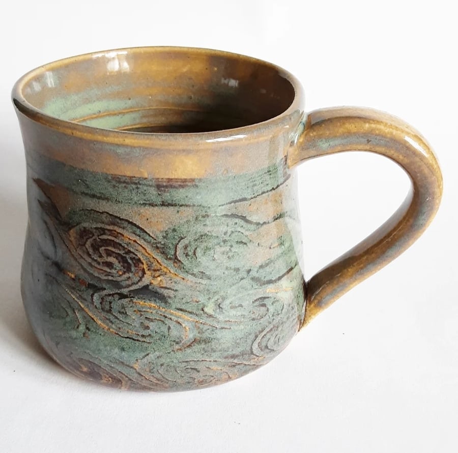 Green  Mug - Hand Thrown Stoneware Ceramic Mug