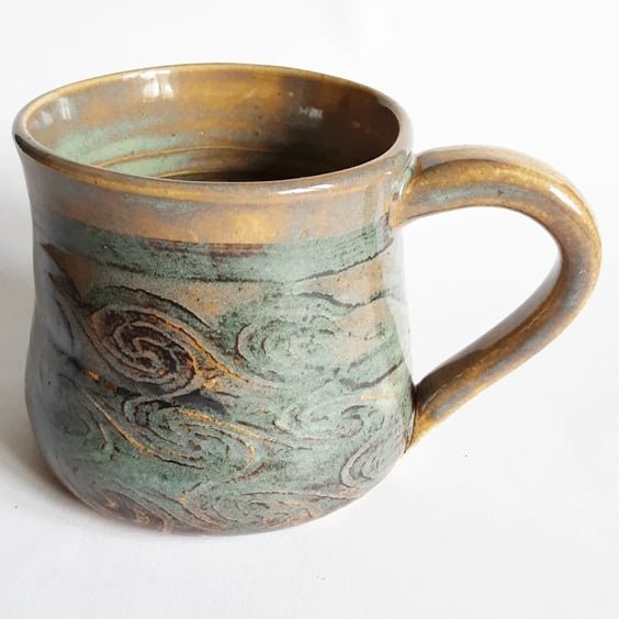Green  Mug - Hand Thrown Stoneware Ceramic Mug