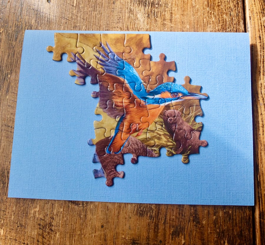 Jigsaw Puzzle Greetings Card - Kingfisher