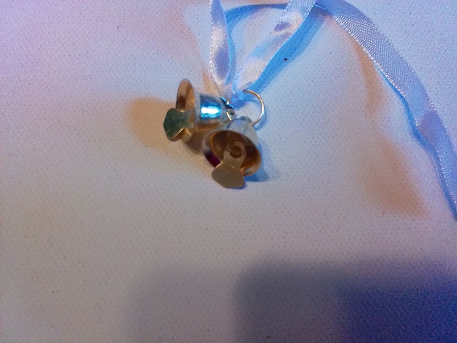 Wedding bells on ribbon. Stationery toppers. Ref 374