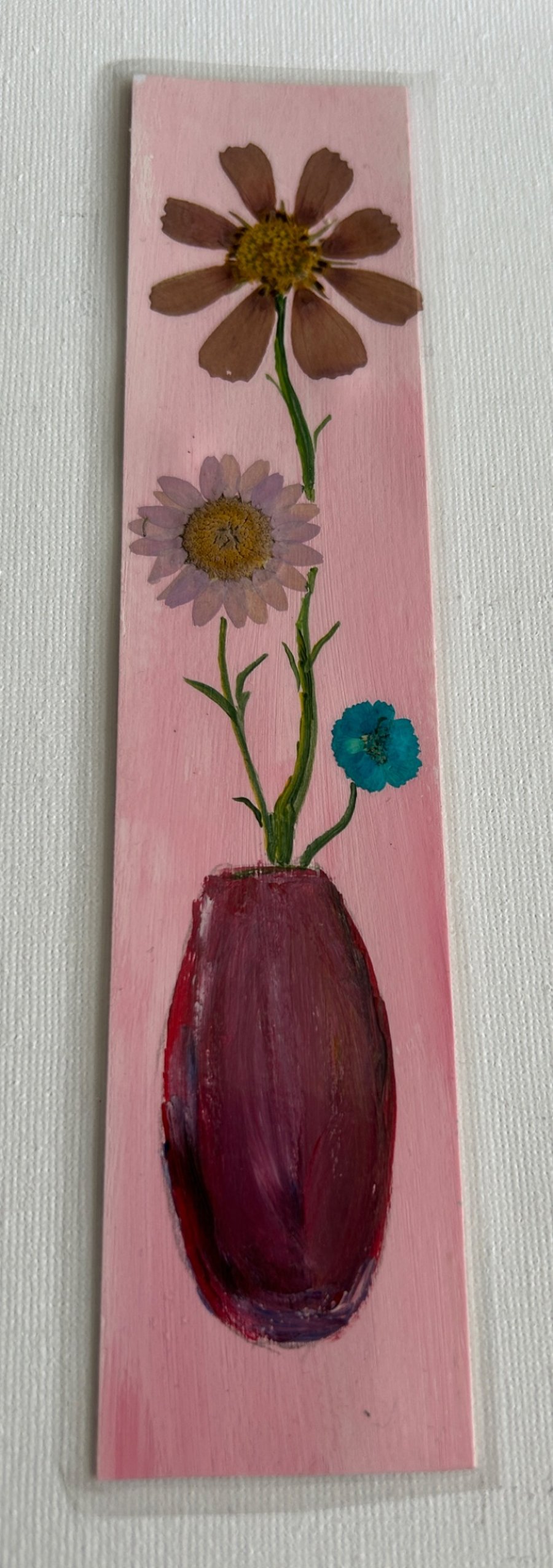 Handmade bookmark. Double sided, original artwork .floral design 