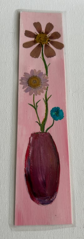 Handmade bookmark. Double sided, original artwork .floral design 