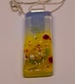 Handmade Fused Opaline Glass Pendant Necklace Poppy-field (A) - Image 3