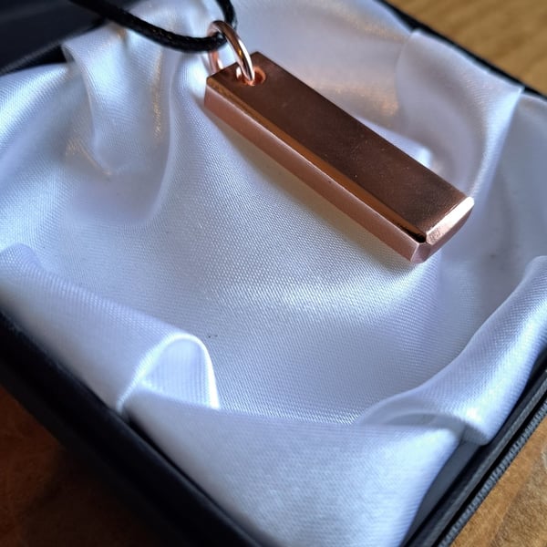 Solid Copper bar Necklace, Handmade Pendant