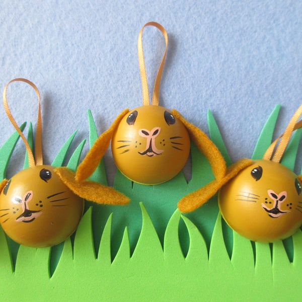 3 x Bunny Rabbit Hanging Decoration Pet Bauble for Christmas Easter etc