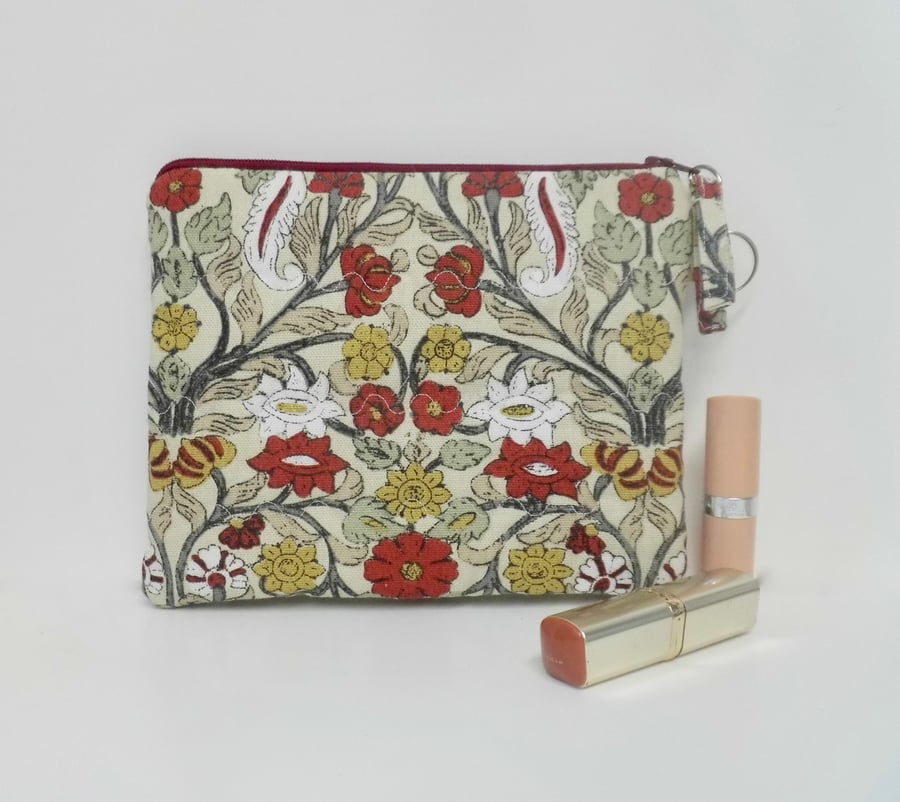 Make up bag large size in floral fabric