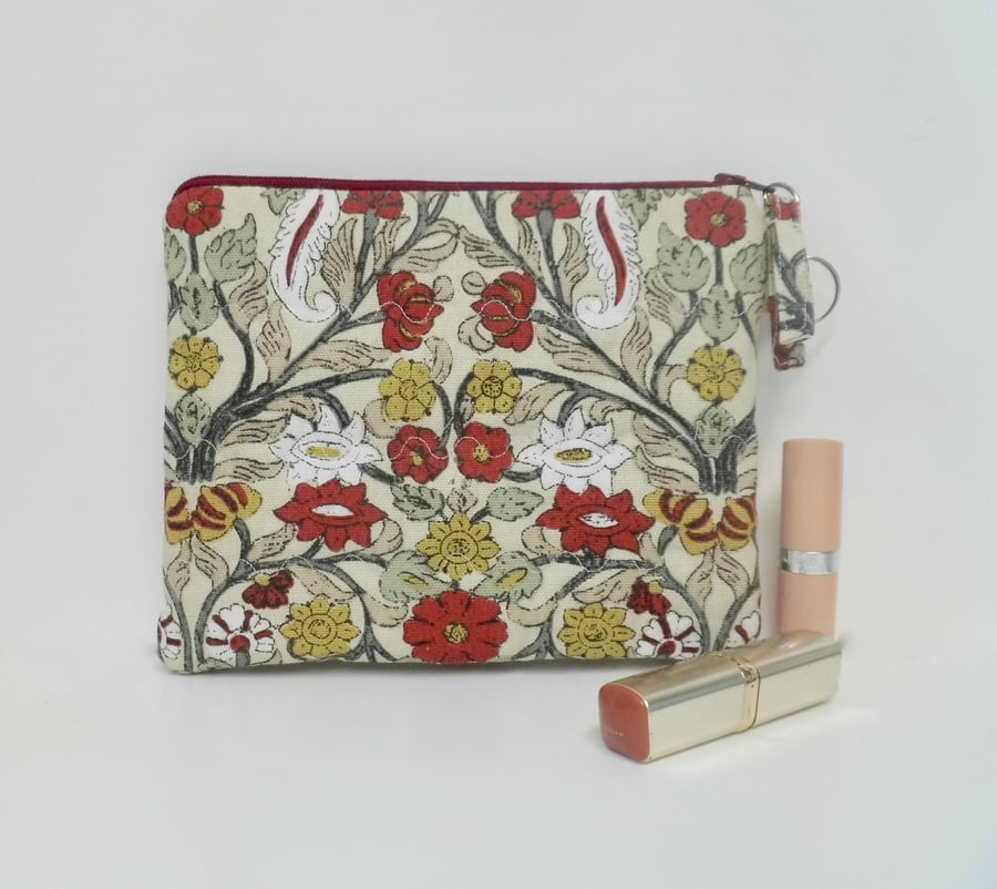 SOLD Make up bag large size in floral fabric