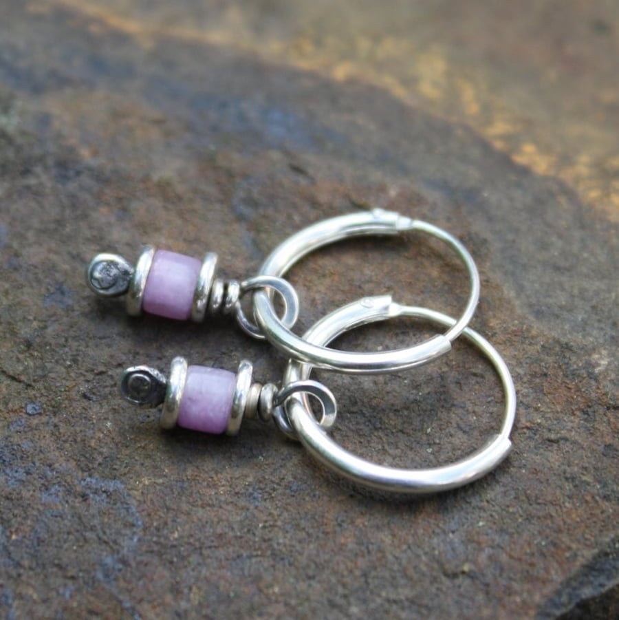 Reels  - silver and lavender jade earrings