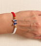 Red and White Macramé Bracelet with Blue Butterfly – Adjustable - Image 3