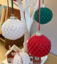 Crochet Christmas Baubles Set of 6 - Red Green & White - Tree Decorations - Image 7