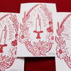 Pack of 4 Lino Print Wreath & Candle Christmas Cards 