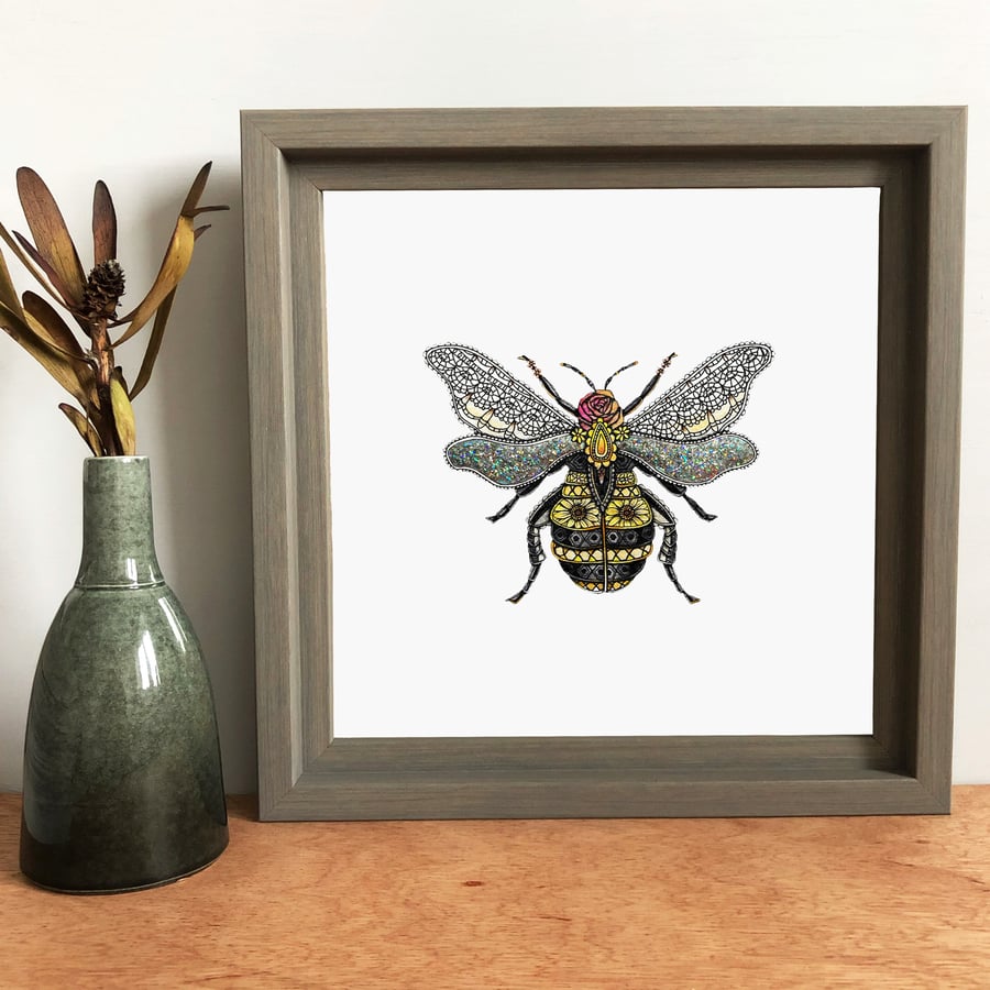 'Bee' Hand Finished Framed Print