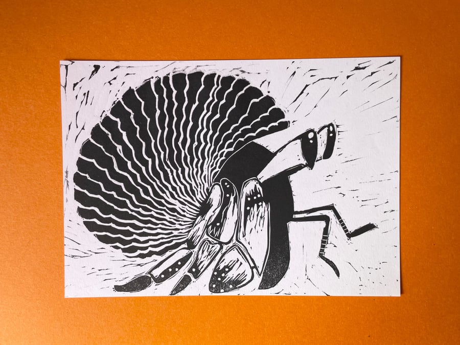 Hermit Crab Lino Print
