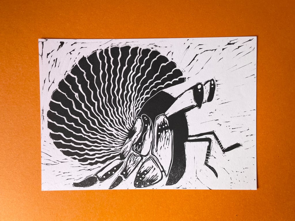 Hermit Crab Lino Print