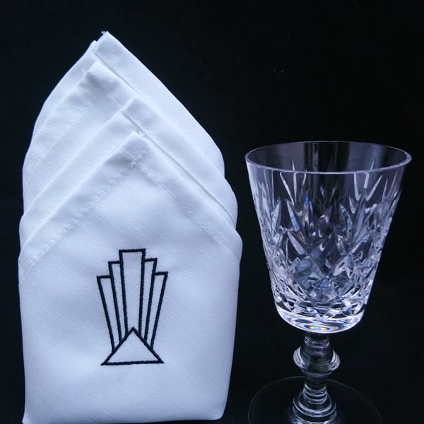  Art Deco Design Embroidered Napkins