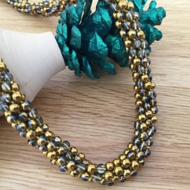 Gold and Brown Kumihimo Necklace