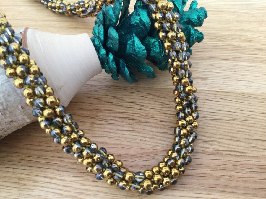 Gold and Brown Kumihimo Necklace