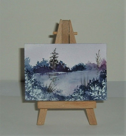 watercolour miniature aceo atc landscape art painting ( ref F 936 )