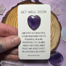 Amethyst Get Well Soon Crystal Pocket Heart Keepsake Card