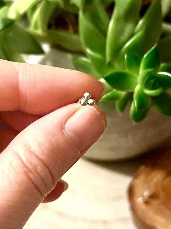 Recycled Silver Tiny Berry Stud Earrings