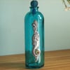 Turquoise Glass Bottle Vase with Seahorse 