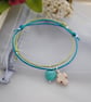 Friendship Bracelets-TWO Turquoise & Lime heart Set - Image 1