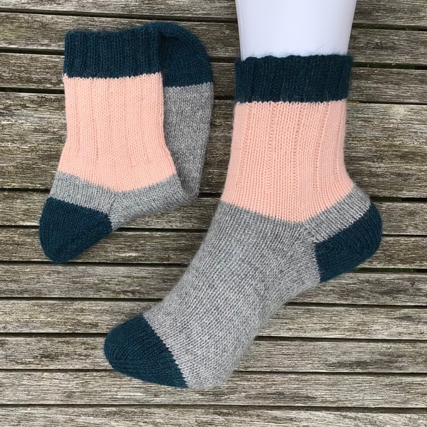 Handknitted luxury socks, alpaca wool, UK 2.5-3.5 EU 35-36