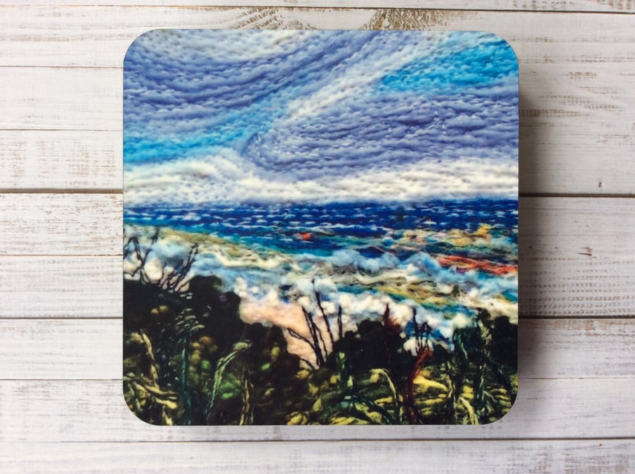Seascape coaster or drinks mat. 
