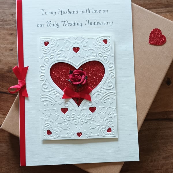 Boxed Ruby Anniversary Card For Husband