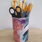 Upcycled Decoupaged Tin – Multicoloured Marble Storage Pot