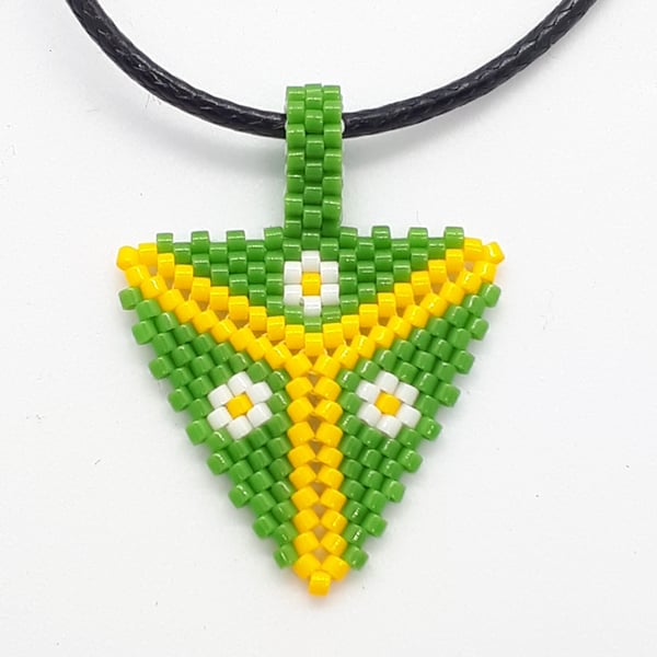 Peyote Triangle Daisy Beadwoven Pendant 