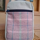 Grey velvet and pink tweed bag