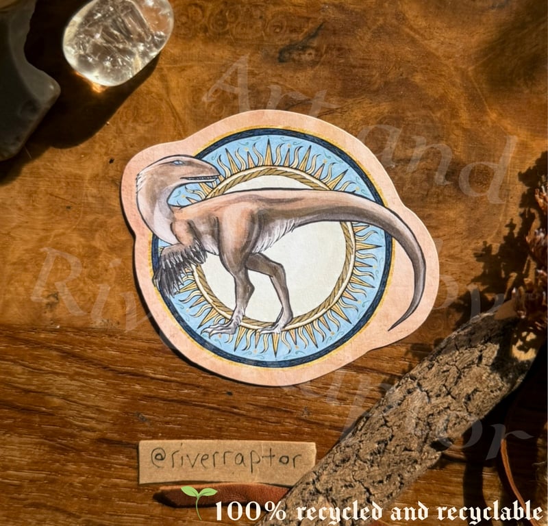 MEDIEVAL DINOSAUR STICKER - Deinonychus - Illuminated manuscript