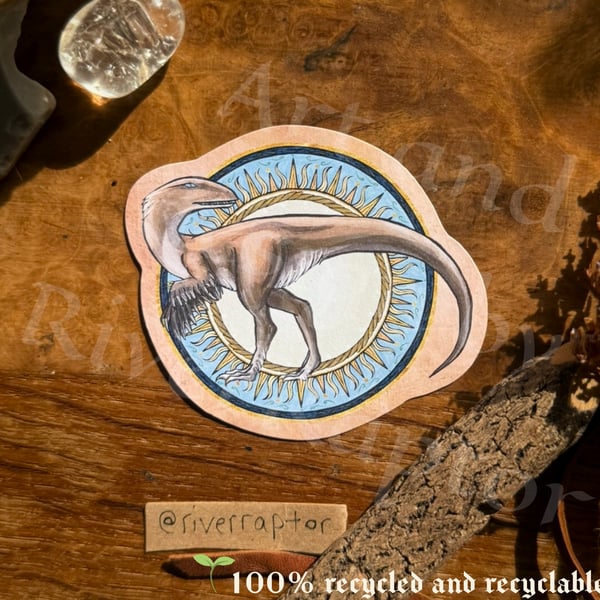 MEDIEVAL DINOSAUR STICKER - Deinonychus - Illuminated manuscript