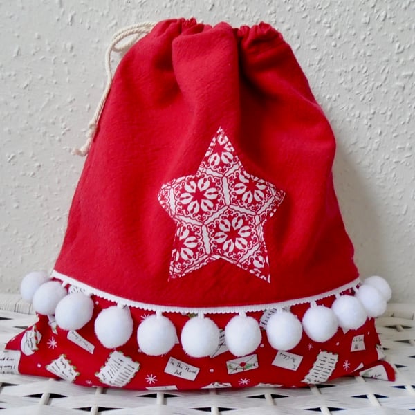 Cotton Christmas Drawstring Bag - Gift Bag 